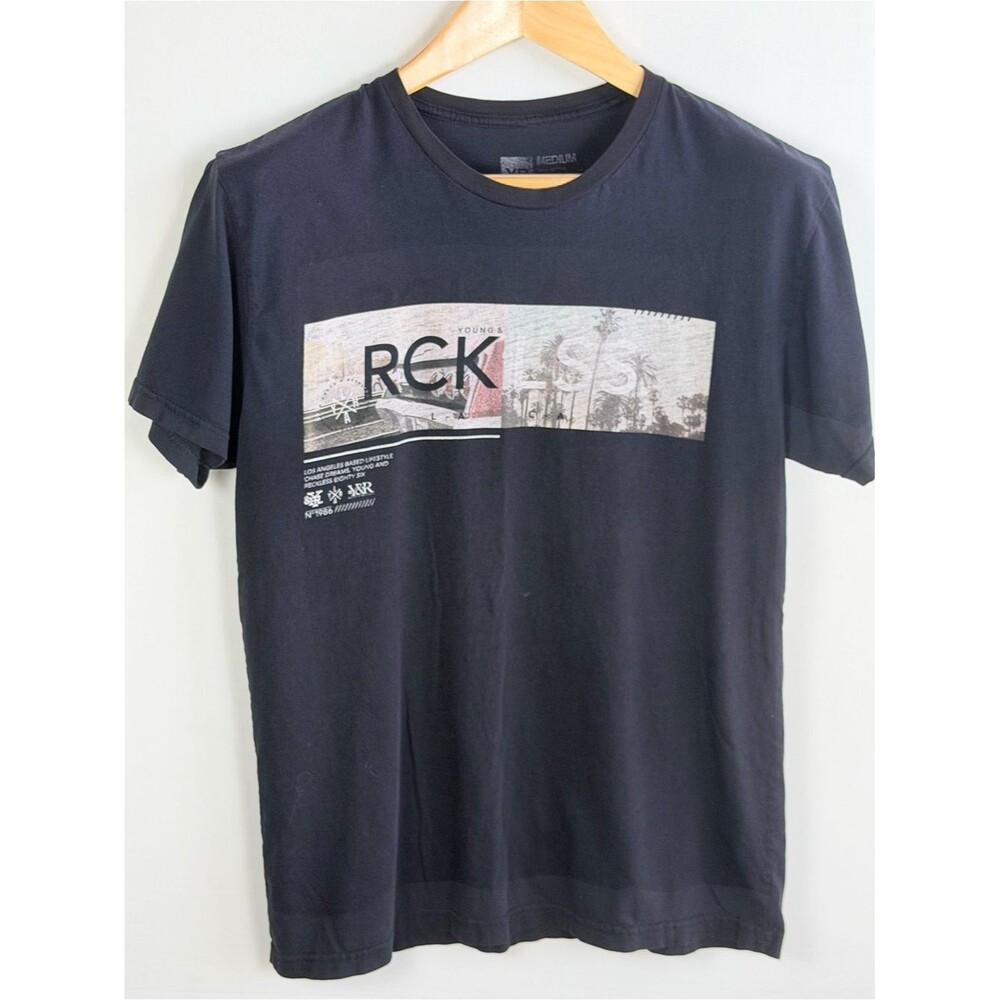 Young & Reckless RCKLSS California Graphic Tee Black Short Sleeve T Shirt Medium